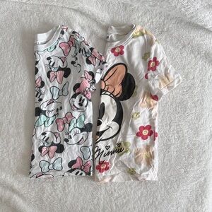 Disney Girls' Minnie Mouse Short Sleeve Tees – White with Pink & Mint Accents